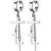 SBI Jewelry Orecchini pendenti in argento con tre croci nere per donne uomini fratello sorella cugino nipote orecchini a croce in acciaio inox gioielli regali, 51.8mm x 16.8mm x 2.8mm, Metallo