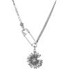 Niaspi Collana con ciondolo a forma di margherita, per donne e ragazze, vintage, punk, delicata, retrò, girasole, spilla da balia cubana con perline, collana girocollo regolabile, gioielli regalo per