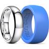 King Will Fedi in silicone bombate per uomini - Fedi nuziali comode e traspiranti in bianco, argento, grigio e nero - 8,5 mm di larghezza, fedi in gomma per uomini - Perfette per uno stile di vita