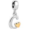 SBI Jewelry Charm da donna a forma di cuore, compatibile con braccialetti Pandora, con iniziale dell'alfabeto, gioiello da donna, Misura unica, Rame, Nessuna pietra preziosa