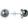 YAMI Orecchini a Spirale con Perle Nere, Argento Sterling 925, Perle Coltivate di Acqua Marina, Orecchini Ipoallergenici a Scalata, Regalo Gioielli di Qualità