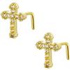 Niaspi Anelli per naso a forma di L da 20 g, per donne e ragazze, con zirconi cubici brillanti, piccoli e carini, a forma di croce, sottili, ipoallergenici, con cristallo lucido, alla moda, chic, per narice