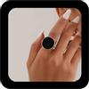Enautoabs Anello a disco rotondo in onice nero, stile minimalista, stile vintage, aperto, regolabile, a forma piatta, gioiello da donna