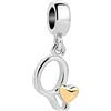 SBI Jewelry Charm da donna a forma di cuore, compatibile con braccialetti Pandora, con iniziale dell'alfabeto, gioiello da donna, Misura unica, Rame, Nessuna pietra preziosa