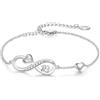 Suyi Braccialetto da donna per 16° 18° 30° compleanno, con cuore delicato e infinito, 15CM/6IN+6CM/2.4IN, Metallo, lega