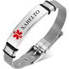 ARICHDUDE, Braccialetto per allerta medica da donna e uomo, identificativo per emergenza medica, in acciaio inox, con incisione laser gratuita, Medio, Acciaio inossidabile, Nessuna pietra preziosa