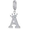YOUFENG Jewellery Ciondolo in argento con lettera dell'alfabeto e corona, adatto per braccialetti Pandora, idea regalo per donne, Zirconia cubica