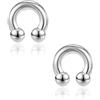 PunkTracker 2 Pezzi Anelli per Setto Anelli per Capezzoli Acciaio Chirurgico 316L Ferro di Cavallo Circolare Piercing Barbell 00G 0G 2G 4G 6G 8G 10G 12G 14G 16G Calibro Orecchio Piercing Gioielli per