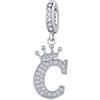 YOUFENG Jewellery Ciondolo in argento con lettera dell'alfabeto e corona, adatto per braccialetti Pandora, idea regalo per donne, Zirconia cubica