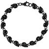 Hanary Bracciale in acciaio inox nero con perline a forma di teschio, per uomini e donne, gotico, punk, rock, biker, teschio, idea regalo