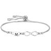 COEROW Braccialetto con ciondolo a forma di cuore con lettere dell'alfabeto infinito, colore argento, regalo per ragazze, compleanno, Natale, anniversario, laurea, infinito braccialetti di cristallo
