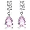Rizilia [RIZILIA TEARDROP] Ciondolare Orecchini Traforati Con Taglio Pera CZ [Simulata Zaffiro Rosa] In Placcato In Oro Bianco, Semplice Ed Elegante Moderno
