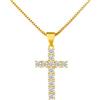 MiniJewelry Collana con ciondolo a forma di croce in oro, collana girocollo religiosa con croce, regalo di Natale e compleanno, per donne, figlia, sorella, nonna, nipote, zia, amicizia, Misura unica