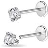 PunkTracker 16g/18g Gioielli da Piercing in Acciaio Chirurgico con Filettatura Interna CZ per Trago/Naso/Elica/Conca/Medusa/Labbro/Labret - Orecchini in Cartilagine per Trago Elica per Donne Uomini