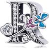 MUERDOU Charm in argento con lettera iniziale a forma di farfalla, per braccialetti Pandora, ciondoli fai da te, regali per donne