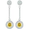 RIZILIA Ciondolare Orecchini Traforati Con Taglio Rotondo CZ [Simulata Citrine] In Placcato In Oro Bianco, Semplice Ed Elegante Moderno
