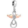 FGT Charm per ragazze e donne con angelo per bracciali, collane compatibili con braccialetti Pandora con zirconia cubica trasparente, Zirconia cubica, Nessuna pietra preziosa