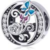 MUERDOU Charm in argento con lettera iniziale a forma di farfalla, per braccialetti Pandora, ciondoli fai da te, regali per donne, Smalto, Zirconie sintetico