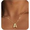 MTINEAPS Collana con lettera a bolla, collana con iniziale dorata, da donna, alla moda, con ciondolo grosso, gioielli in oro, regali di compleanno per donne, adolescenti, mamma, nonna, moglie, sorella A,
