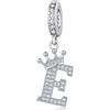YOUFENG Jewellery Ciondolo in argento con lettera dell'alfabeto e corona, adatto per braccialetti Pandora, idea regalo per donne, Zirconia cubica