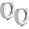 LYTOPTOP Piccoli orecchini a cerchio in argento Sterling per donne e uomini, Metallo, zirconia cubica
