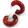 Avalaya Piccoli orecchini a semicerchio in acrilico spesso con effetto marmo, colori rosso/nero, diametro 28 mm, Misura unica, Plastica
