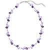 BULINLIN Collana corta di perle da donna, in argento, fatta a mano, con perline di cristallo, gioiello alla moda, regalo di compleanno per lei, 17 inches, Vetro Perla Cristallo, Collana di perle