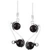 Sterling Silver Jewelry Orecchini pendenti da donna placcati in argento 925 con pietre preziose naturali e simulate, orecchini pendenti a forma rotonda con due pietre portafortuna, gioielli leggeri fatti a mano, regalo per