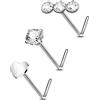 OUFER Body Piercing Nose Stud Titanium 3pcs L-Shaped Nose Piercings Nose Piercing Jewellery 22G Nose Bar Nostril Piercing Jewelry 1.5mm 2mm 2.5mm 3mm Tiny Nose Bone Pin Sets