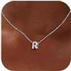 Milacolato Collana Con Iniziale Personalizzata Nome Collana Argento 925 Donna Placcata Oro 18K Ciondolo Collana Con Lettera Iniziale Regalo Ragazza Mamma Compleanno-SR