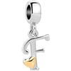 SBI Jewelry Charm da donna a forma di cuore, compatibile con braccialetti Pandora, con iniziale dell'alfabeto, gioiello da donna, Misura unica, Rame, Nessuna pietra preziosa