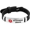 LSxAB Braccialetto identificativo di allerta medica per donne uomini anziani allarme di emergenza salute inciso al laser braccialetti regolabili in silicone, 21 cm, Metallo, Nessuna pietra preziosa