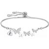 Yumioxa Bracciali farfalla donna regalo farfalla gioielli per lei argento regolabile donna figlia ragazze bracciali grande città 26 lettere cristallo gioielli, 1.8cm, Acciaio inossidabile, no