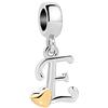 SBI Jewelry Charm da donna a forma di cuore, compatibile con braccialetti Pandora, con iniziale dell'alfabeto, gioiello da donna, Misura unica, Rame, Nessuna pietra preziosa