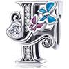 MUERDOU Charm in argento con lettera iniziale a forma di farfalla, per braccialetti Pandora, ciondoli fai da te, regali per donne, Smalto, Zirconie sintetico