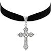 Hanary Collana con croce gotica in lega di zinco, collana con croce nera, regalo per Halloween, Natale, gioielli gotici per donne, Misura unica, Acciaio inossidabile, Nessuna pietra preziosa