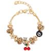 Wasise Braccialetto con ciliegie, con stampa leopardata, regalo per donne, gioielli Y2K da donna, braccialetti con 8 sfere di ciliegie, regolabile, con stampa leopardata e stella, braccialetto con