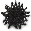 Avalaya Grande anello elastico in vetro nero e paillettes con fiore - diametro 50 mm, Misura unica, Vetro Vetro Pail
