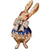 CrownOfRibbons Spilla a forma di coniglio bianco, Alice nel paese delle meraviglie con zirconia cubica, in sacchetto regalo per gioielli, Smalto