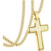 JeweBella Oro 14K Collana Croce Ciondolo Uomo Collana Acciaio Inox Croce Collane con Catena Cuban 4MM Collane Lunghe 61CM