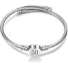 FGT Braccialetto rigido regolabile con cuore in argento con numeri fortunati per compleanno 13 15 16 18 21 30 40 50 60 65 70 regali per figlia donna braccialetto rigido regolabile, Misura unica