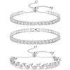JeweBella 3PCS Bracciale Tennis Argento per Donna Bracciale Regolabile in Zirconi Set di Bracciali Cristalli Classici Diamanti Bracciale Donna Argento Regalo di Gioielli per Fidanzata, Madre, Amica