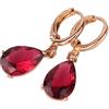 Gulicx, orecchini pendenti placcati in oro bianco, con zirconia cubica di forma a goccia, con chiusura a ponte e ottone, colore: red, cod. E010b