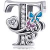 MUERDOU Charm in argento con lettera iniziale a forma di farfalla, per braccialetti Pandora, ciondoli fai da te, regali per donne, Smalto, Zirconie sintetico