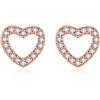 Estrellique Orecchini a perno in argento sterling 925, con zircone, piccoli orecchini a perno a forma di cuore, a forma di stella, ipoallergenici, per dormire, 8 mm, argento/oro rosa/oro, Zirconia