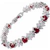 RIZILIA BLOSSOM Bracciale Tennis Placcato Oro Bianco 18K Donna - Rosso Rubino Pietra di Luglio Rubino Gemme CZ Rotonde da 5mm, 18cm Ipoallergenico con Confezione Regalo, Regalo Perfetto Anniversario