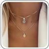 Cybche, Collana Girocollo a Strati con Ciondolo a Forma di Occhio Malocchio, Mano di Hamsa Dorata, Ciondolo Occhio Blu Turco, Collana di Protezione Portafortuna, Catena a Scatola Italiana, Gioielli