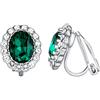 Vogem, orecchini a clip da donna con cristalli di zirconia cubica, gioielli vintage per feste di ballo e Placcato oro bianco 18 carati, colore: Verde - Oro Bianco