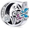 MUERDOU Charm in argento con lettera iniziale a forma di farfalla, per braccialetti Pandora, ciondoli fai da te, regali per donne, Smalto, Zirconie sintetico