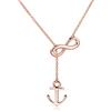 ELBLUVF placcato in oro rosa in acciaio INOX a mano e ancora Infinito Lariat y collana 45,7 cm